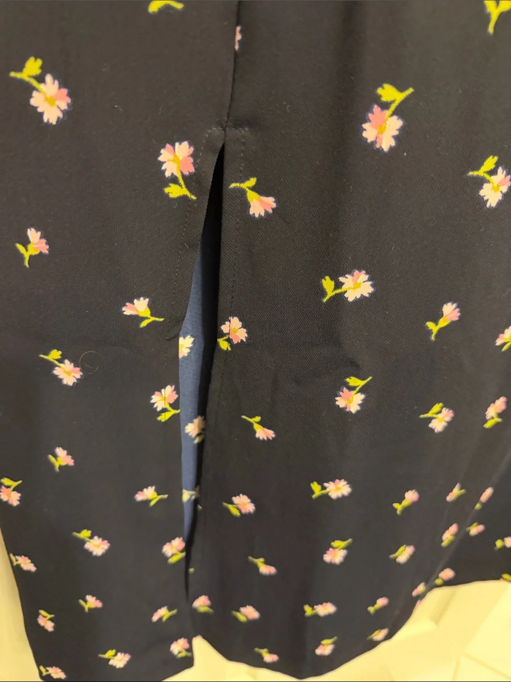 J. Crew Factory Navy Midi Dress with Pink Floral Print - Picture 4 of 6